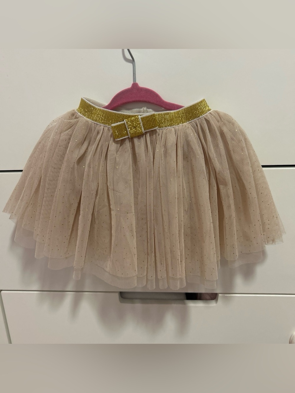 Girls Sparkle Tulle Skirt with Gold Waistband